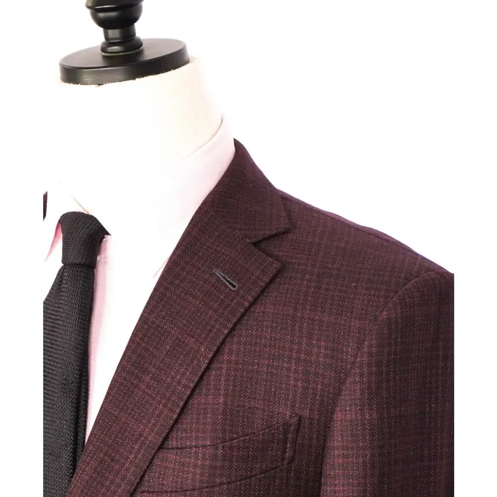 $3,290 ZEGNA - Burgundy Crosshatch 